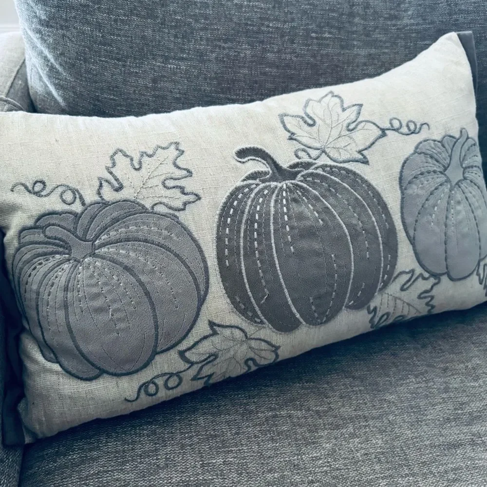 Fall Autumn Modern Glam Neutral Pumpkins Feather Throw Pillow